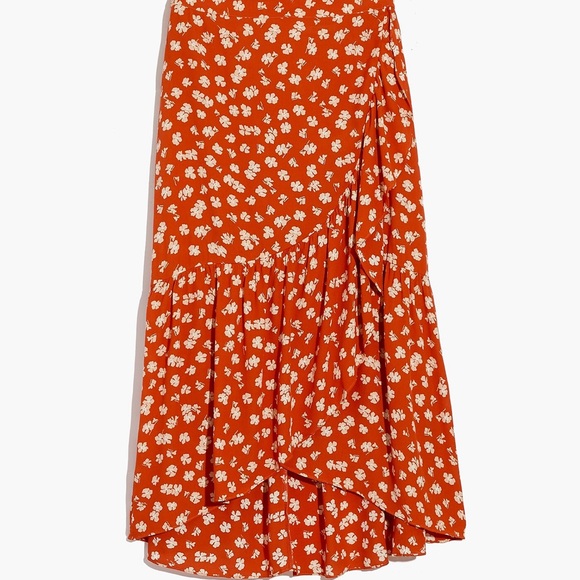 Madewell Ruffle-Wrap Midi Skirt in Happy Hibiscus - Picture 2 of 12